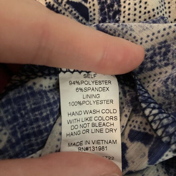 Naif Dress Womens Sz M Navy Sleeveless Patterned Blouson Maxi Stretch - Picture 6 of 9